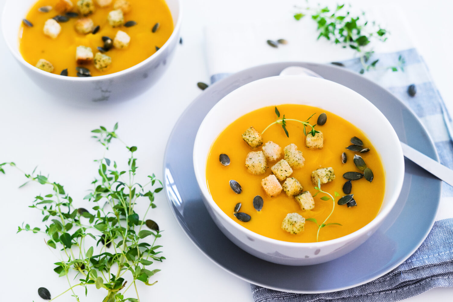 Pumpkin soup on a white background