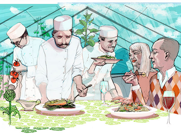 animated chefs serving a meal
